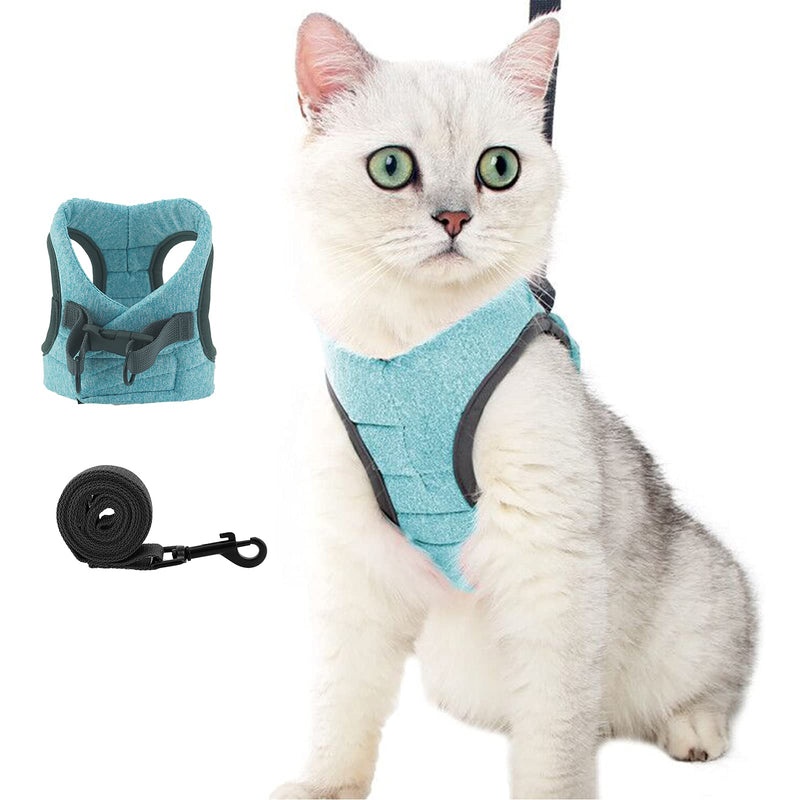oUUoNNo Cat Harness and Leash Set for Walking Escape Proof, Adjustable Soft Padded Vest with Running Cushioning, Comfortable Outdoor Jacket for Pet Kitten (S, Ai Green) S - PawsPlanet Australia