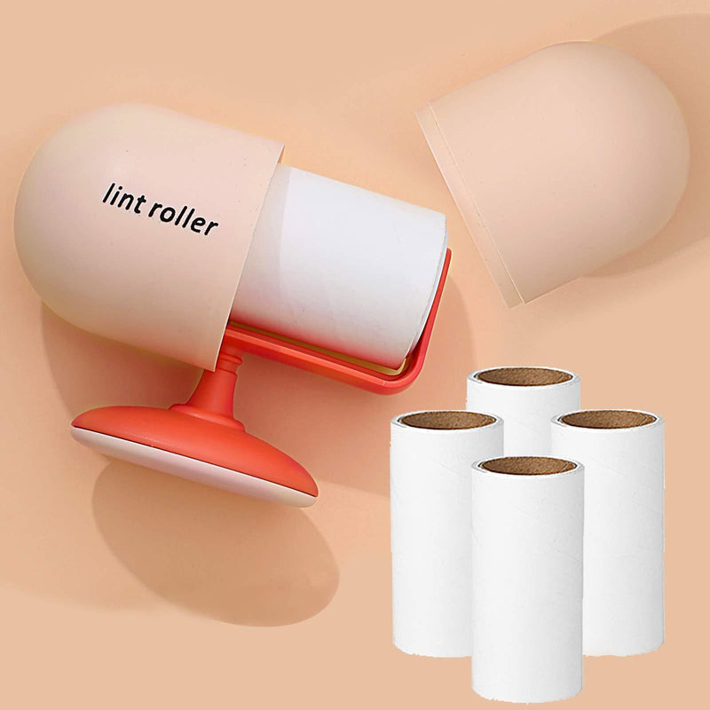MPEEJ Lint Roller+4 Sticky replacement Heads Easily and quickly removes animal hairs, dust and fluff from garments, furniture and car seats (Orange) Orange - PawsPlanet Australia