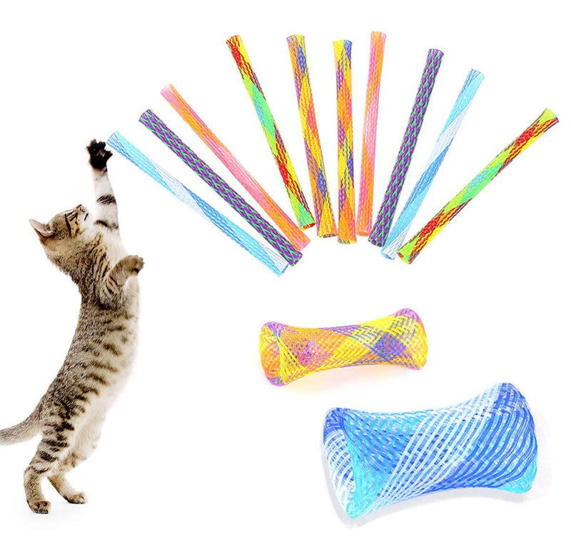 ASFINS Cat Flexible Tube Toy, 24pcs Colorful Spring Cat Toy Nylon Mesh Tube Springs Cat Toys Kitten Nylon Toys for Cat Kitten Pets, 13CM (Random) - PawsPlanet Australia