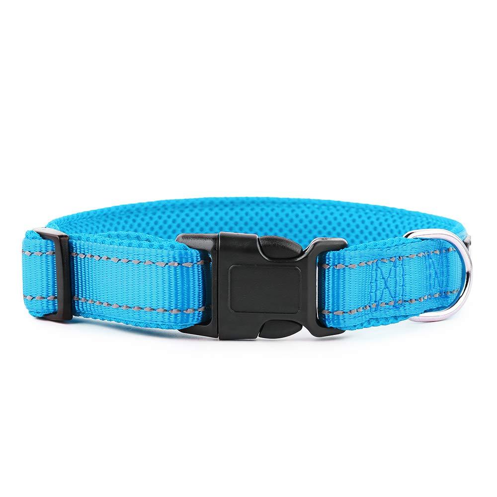 Tilly's & Teddy's Reflective Dog Collar | Made from Reflective Nylon Fibres with a Strong, Solid Buckle (XL (45cm-71cm), Light Blue) XL (45cm-71cm) - PawsPlanet Australia