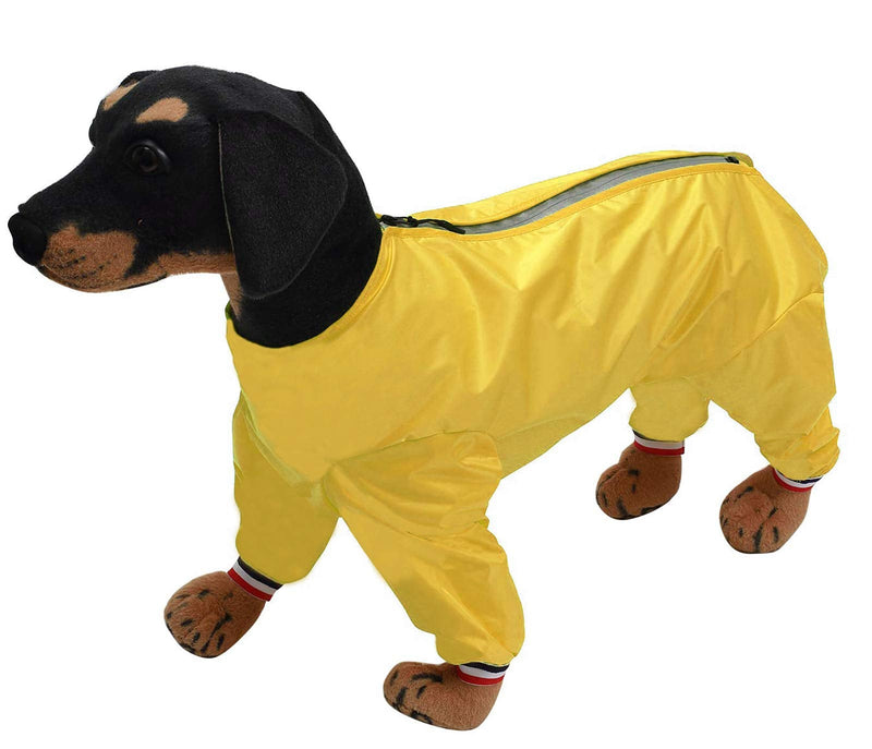 Ctomche Lightweight Packable Reflective Dog Raincoat,Water Resistant,Dog Raincoat With legs,Pet Waterproof Rain Jacket Rainwear Clothes for Small Medium Dogs Yellow-XS X-Small - PawsPlanet Australia