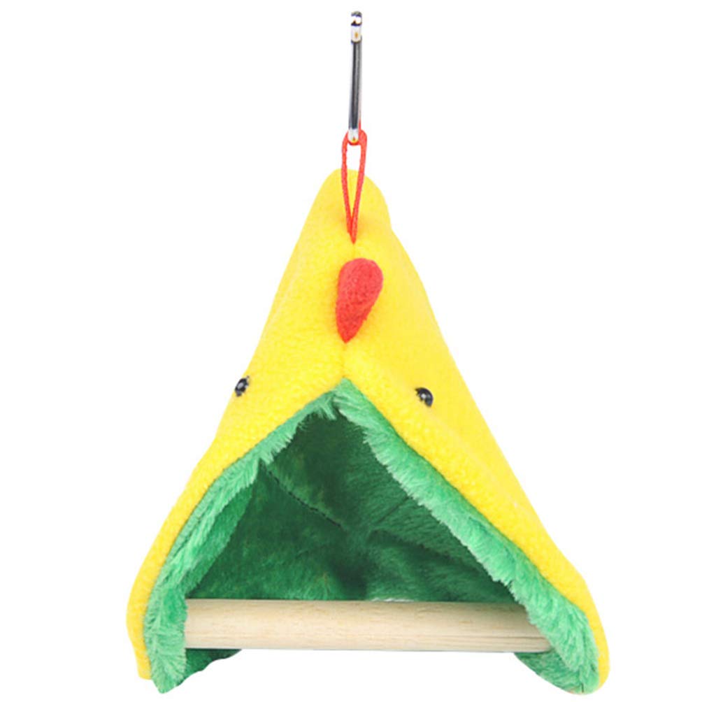 POPETPOP Bird Winter Plush Hut with Wooden Perch Stand - Parrot Sleeping Hammock Bed for Hamster Budgies Parakeet Cockatiels Cockatoo Lovebird - PawsPlanet Australia