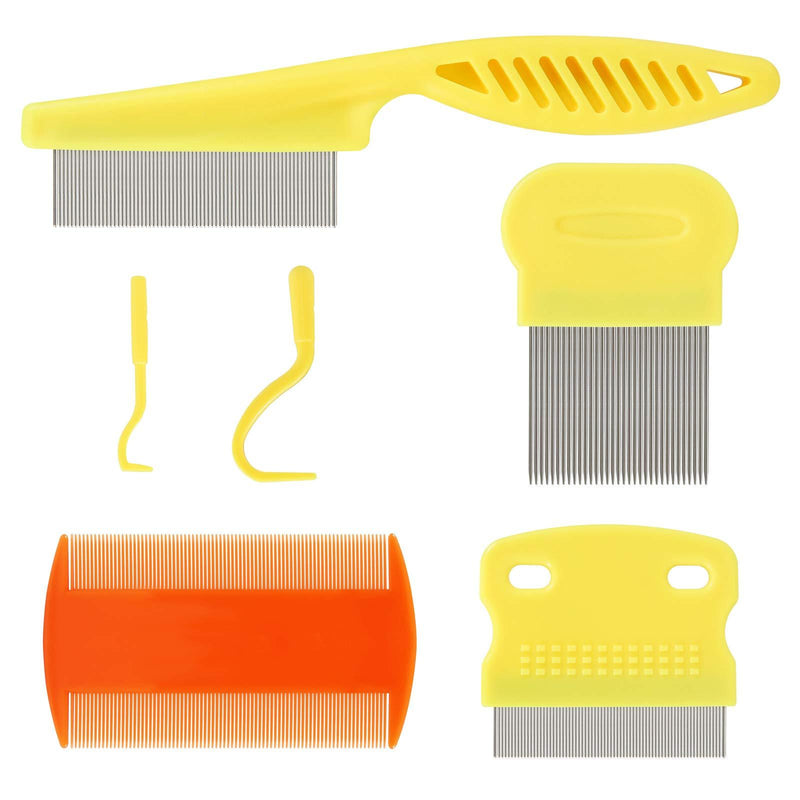 SLSON Flea Comb for Cat Dog Fine Tooth Comb for Remove Float Hair Tick Remover Tool Dog Tear Comb Pet Grooming Set, Yellow - PawsPlanet Australia