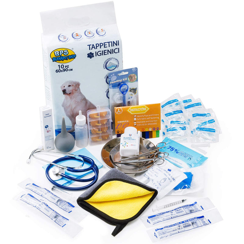 GSSFASHION Whelping Kit, Delivery of Kitten and Puppy Whelping Kit with Feeding Nipple Stethoscope Aspirator Puppy ID Bands etc Complete Full Kit - PawsPlanet Australia