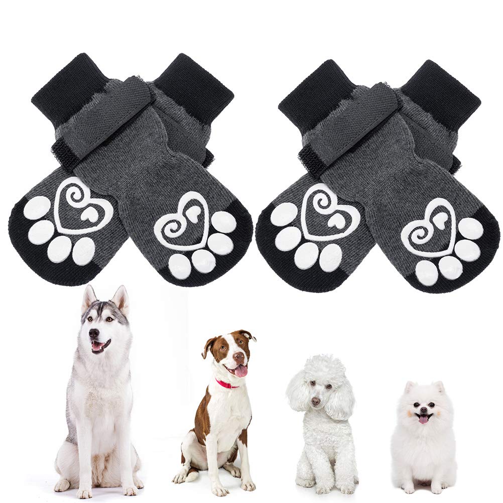 KOOLTAIL Dog Socks Anti-slip Dog Paw Protector Dog Boots 2 Pairs Adjustable Dog Socks For Pet indoor & outdoor Walking Small - PawsPlanet Australia