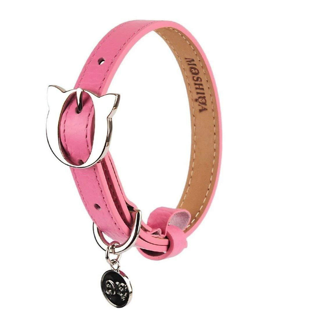 Moshiqa Lilo Leather Cat Collar Pink Extra Small - PawsPlanet Australia