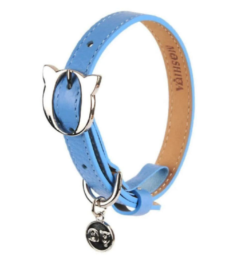 Moshiqa Lilo Leather Cat Collar Blue Small - PawsPlanet Australia