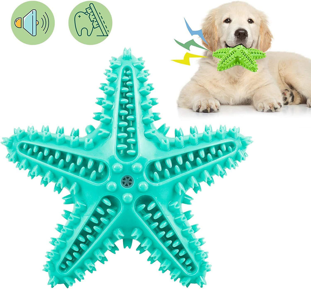 minghaoyuan Pet Molar Bite Toy Starfish Dog Molar Stick, Squeaky Dog Toothbrush Cleaner Stick Natural Rubber Suitable for Large, Small Medium Dogs, Outdoor Interactive Puzzle Training (blue) blue - PawsPlanet Australia