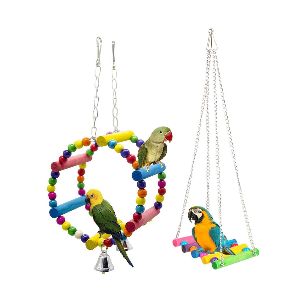Gwotfy Bird Swing, Bird Parrot Toys, 2 Packs Bird Swing Toy, Pet Bird Parrot Parakeet Budgie Cockatiel Cage Hammock Swing Toy - PawsPlanet Australia