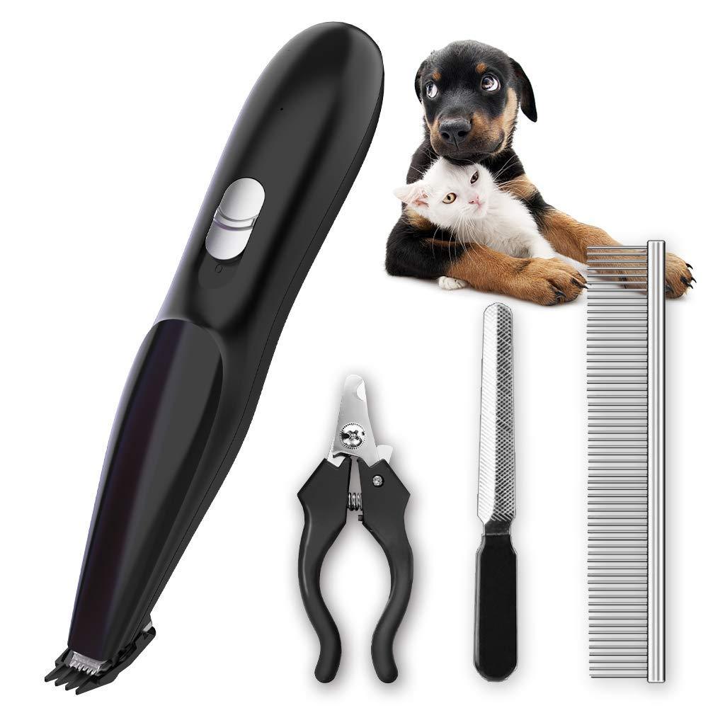 Dog Grooming Clippers, Cat Dog Paw Clippers Pet Hair Trimmer, Rechargeable Wireless Design Low Noise Electric for Hair Around Face, Eyes, Ears, Paw, Rum - PawsPlanet Australia