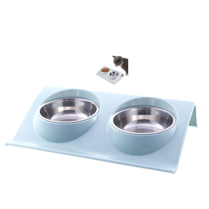 Cat Feeding Bowl,Water Bowls for Cats Dog Double Feeding Bowl Cat Bowl Feeder with Two Stainless Steel Bowls,Non-Slip, Angled Cat Food Bowl, Dog Bowl, Feeding Bowl Set for Cat Puppy Food and Water - PawsPlanet Australia