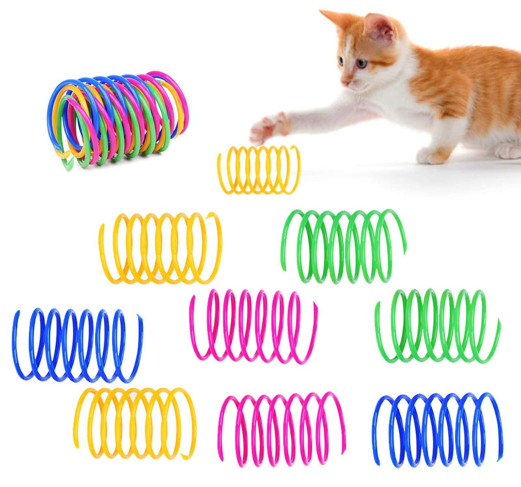 DMFSHI Cat Spring Toy, 64 PCS Colourful Springs Cat Toys, Plastic Coil Spiral Springs Durable Interactive Toys for Cat Kitten Pets, Cat Toys for Swatting, Biting, Hunting - PawsPlanet Australia