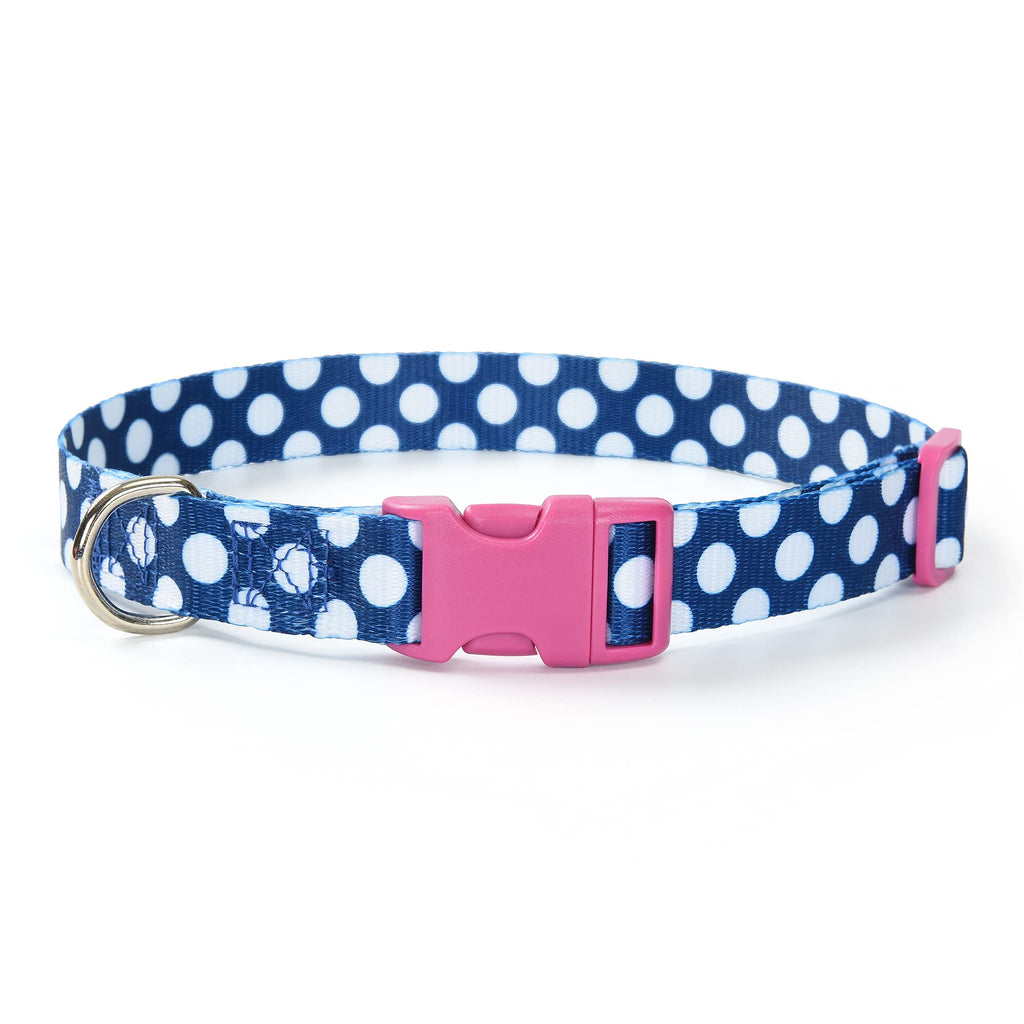 Mile High Life | Geometric Plaid Wave Line Pattern | Soft Poly Cotton Fabric | Black Buckle Dog Collar with D Ring| We Donate to Dog Rescues(S, Blue/White ) Small Neck 11"-15" -20 lb - PawsPlanet Australia