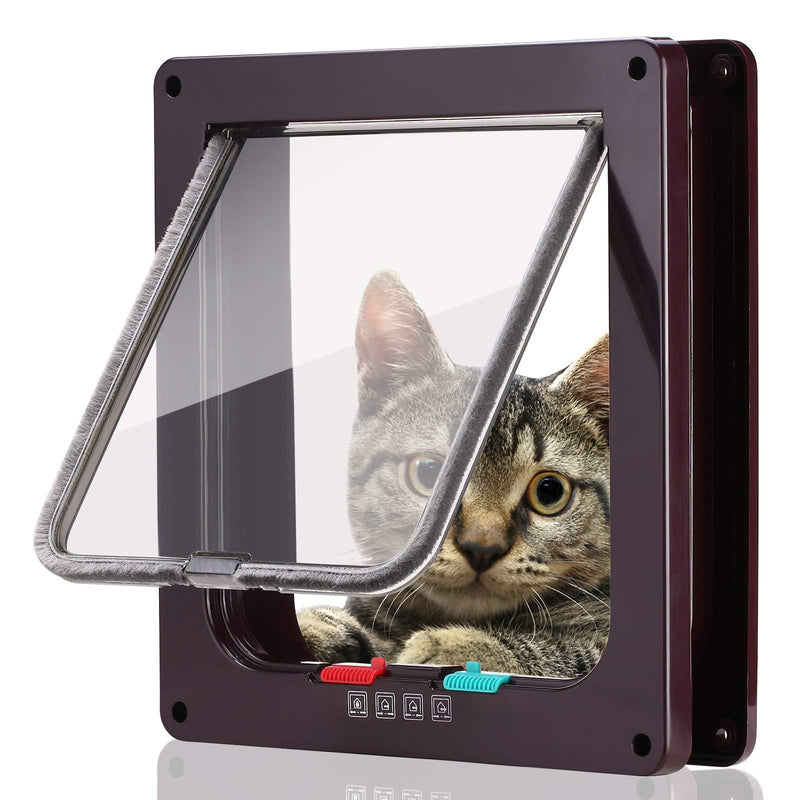 Smilelove Cat Flap Dog Flap 4-Way Magnetic Closure for Cats, Large Dogs, Dog Door, Cat Door, Pet Flap, Easy to Install with Telescopic Frame (X-Large Coffee) - PawsPlanet Australia