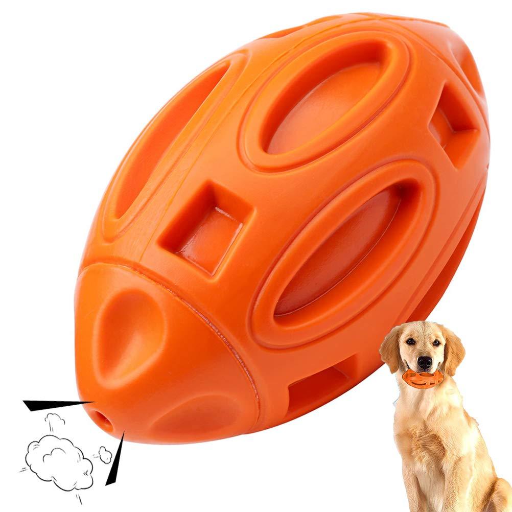 kuou Dog Squeaky Toys Dog Chew, Dog Toys Ball for Aggressive Indestructible Outdoor Training Teething Dogs Rubber Rugby Toys for Large and Medium Chewers Dogs(Orange) - PawsPlanet Australia