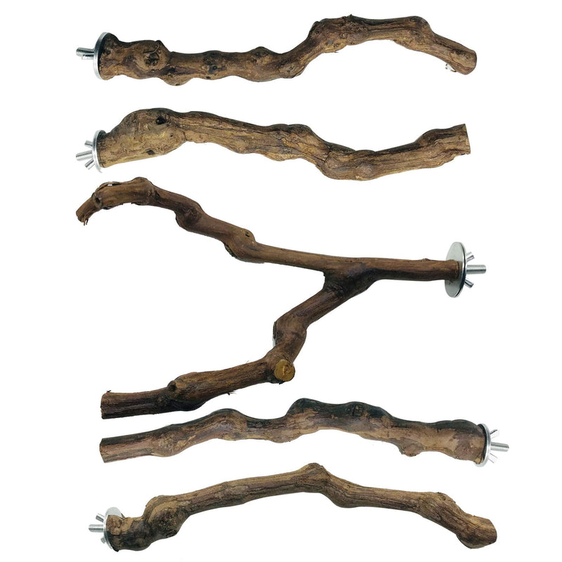 N|A Allazone 5 PCS Bird Perch Natural Grape Stick Bird Standing Stick Swing Chewing Bird Toys Natural Grapevine Bird Cage Perch For Parrot Cages Toy for Cockatiels, Parakeets, Finches - PawsPlanet Australia
