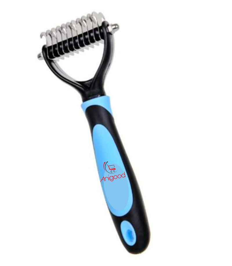 Anigood PET Grooming Rake Comb Brush For Dogs Cats With Long Thick Hair | Professional Deshedding Dematting Pet Supplies (Blue) Blue - PawsPlanet Australia