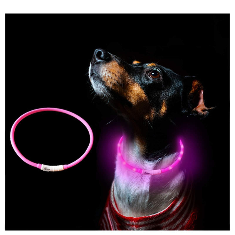 SUOXU LED Light Dog Collar, USB Charging Soft Silicone Super Bright Dog Collar, Adjustable Pet Collar (70 cm), Dog Illuminating Collar Improve The Visibility and Safety of Pets (Purple) Purple - PawsPlanet Australia