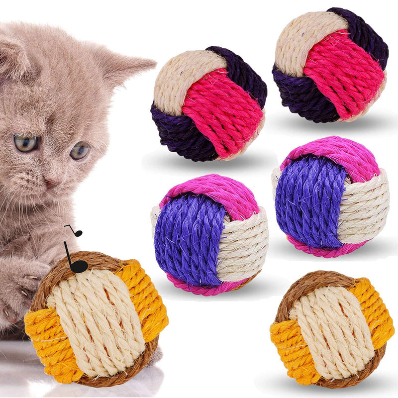 6 Pack Cat Toy Ball, Cat Sisal Balls Toys for Indoor Cats Interactive, Durable Pet Cat Ball with Bells Animal Pet Games Supplies (Random Color) Random Color(6 Pcs) - PawsPlanet Australia