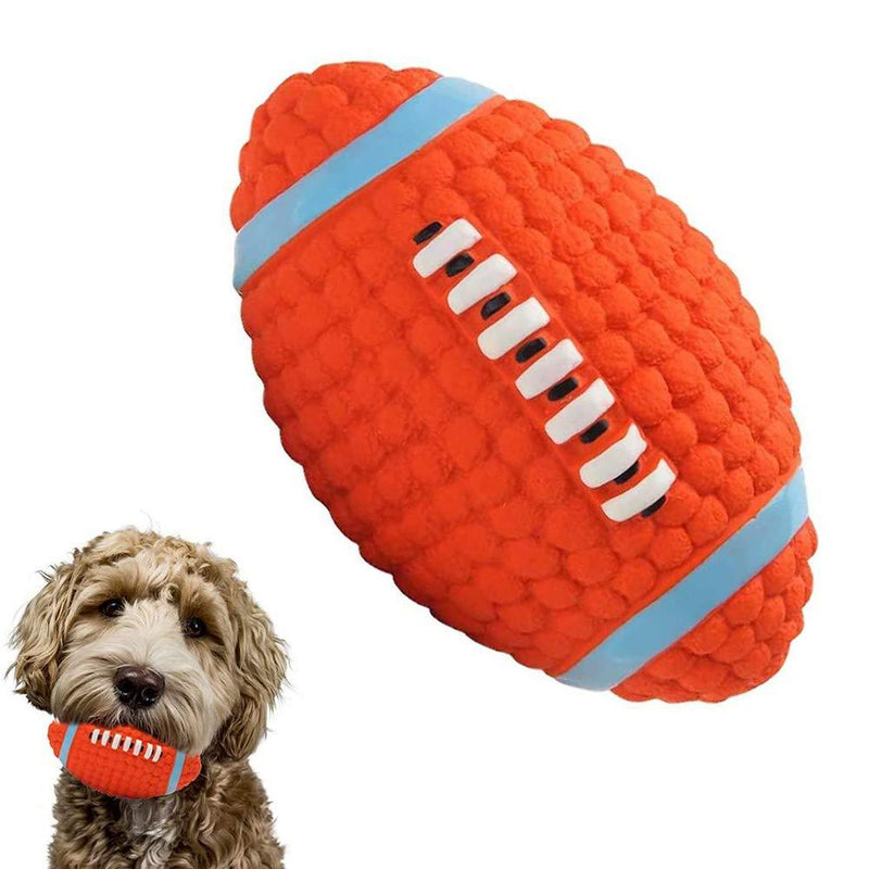 LYINBO Rubber Ball for Dog, Pet Squeaky Toys, Dog Rugby Ball, Squeaky Latex Rubber Dog Toy Balls Bite Resistant Teeth Training Toys for Dogs - 14 * 8 CM Red - PawsPlanet Australia