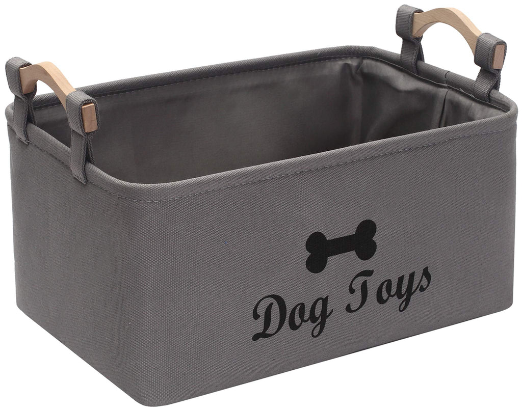 Morezi canvas dog toy box and pet toy boxes basket organizer - perfect for organizing puppy toys, blankets, leashes, vest, chew toy and clothes - Dark Gray - PawsPlanet Australia