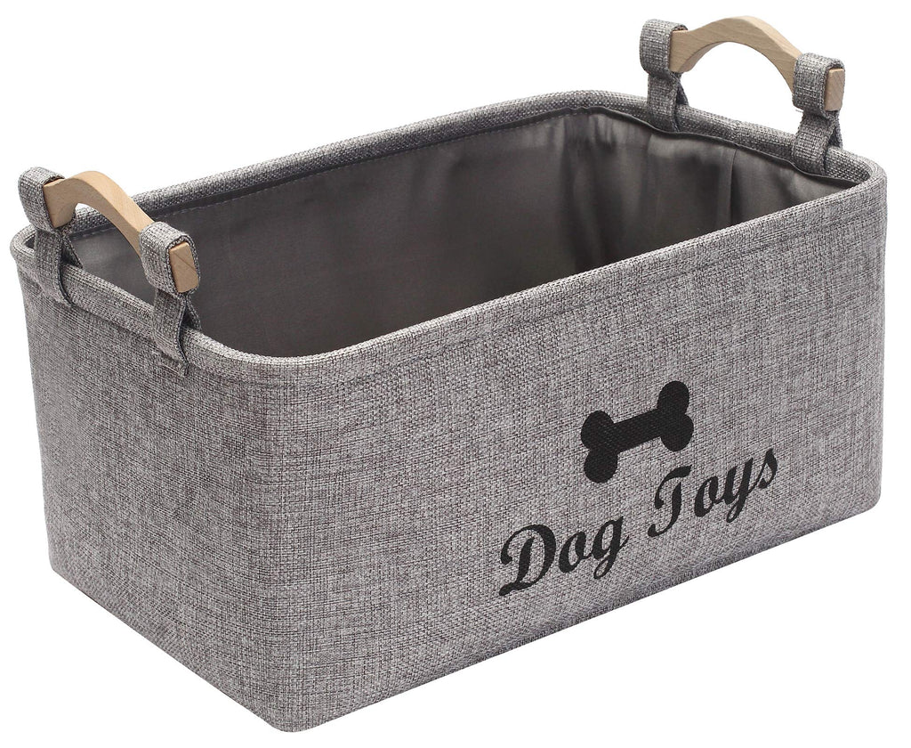 Morezi Linen-cotton dog toy box and puppy stuff storage basket organizer - perfect for organizing pet toys, blankets, leashes, vest, chew toy and clothes - Gray - PawsPlanet Australia