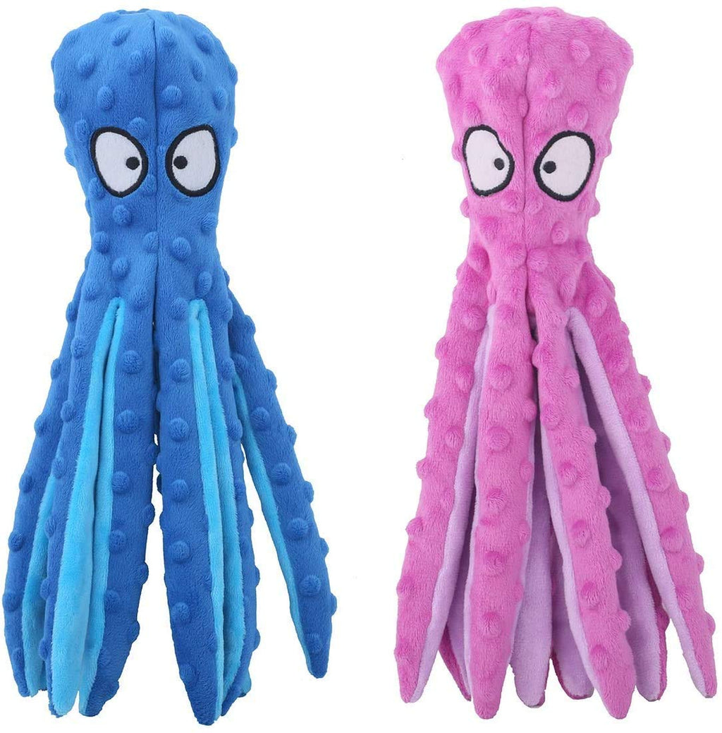 futureyun Dog Squeaky Toys No Stuffing Squeaky Dog Toy Octopus Dog Toys for Puppy Teething Durable Interactive Dog Chew Toys for Small to Medium Dogs Training and Reduce Boredom 2 Pack blue pink - PawsPlanet Australia