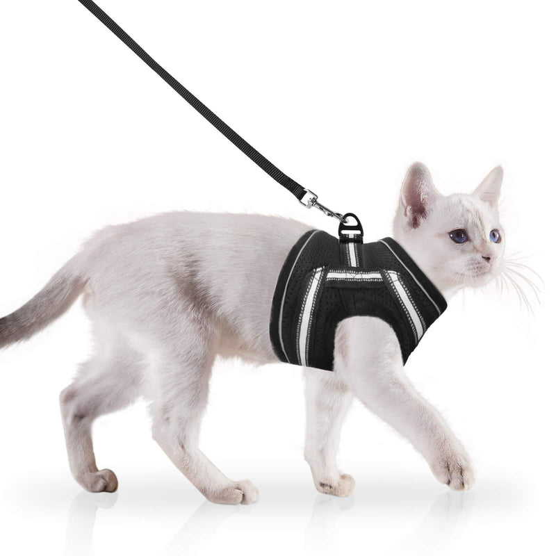Cat Harness and Lead Set Escape Proof, Adjustable Kitten Harness and Lead Set for Walking, Cat Leash and Harness Set with Reflective Strip for kitten, puppy (M) M - PawsPlanet Australia