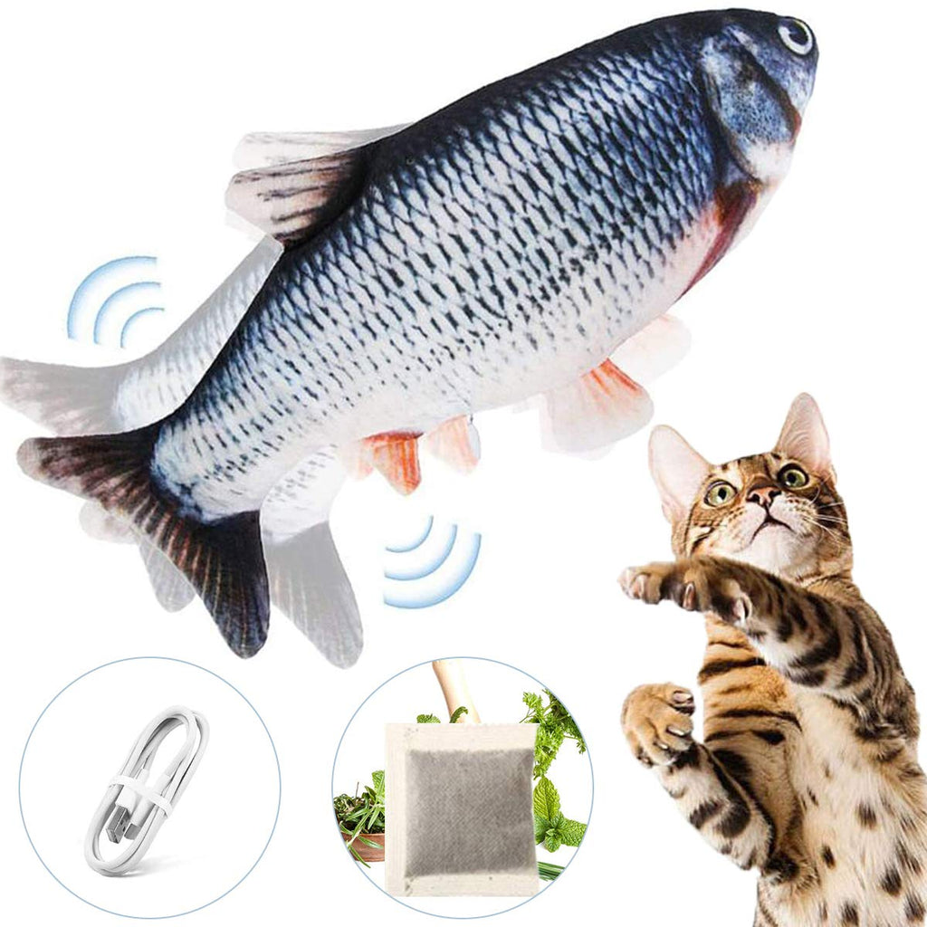 Floppy Fish Cat Toy - Cat Toys for Indoor Cats, 11" Interactive Catnip Toys for Cats, Realistic Plush Simulation Moving Fish Cat Toy, Washable, Perfect for Cats Kittens to Bite, Chew and Kick 1- Grass carp - PawsPlanet Australia
