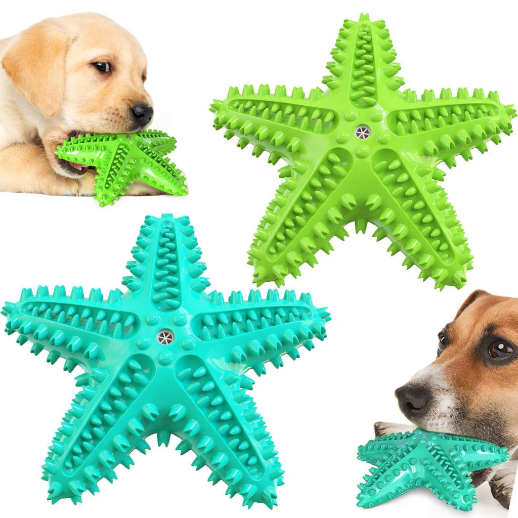 AprFairy Dog Chew Toys, 2-pcs Puppy Squeaky Toys Durable Non-Toxic Starfish Chew Toys for Teeth Cleaning/Chewer Toothbrush/Relieve Stress, Dog Interactive Toys Suitable of Small Medium Large Dogs - PawsPlanet Australia