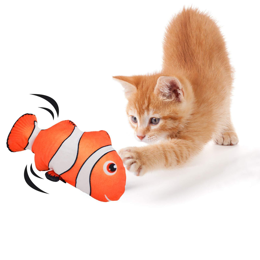 Eurobuy Moving Fish Cat Toys Electric Wagging Fish Cat Toy USB Flopping Fish Cat Toy Interactive Stuffed Simulation Plush Fish Shape Clownfish Toy for Cat Exercise, Biting, Chewing and Kicking Orange-Red - PawsPlanet Australia