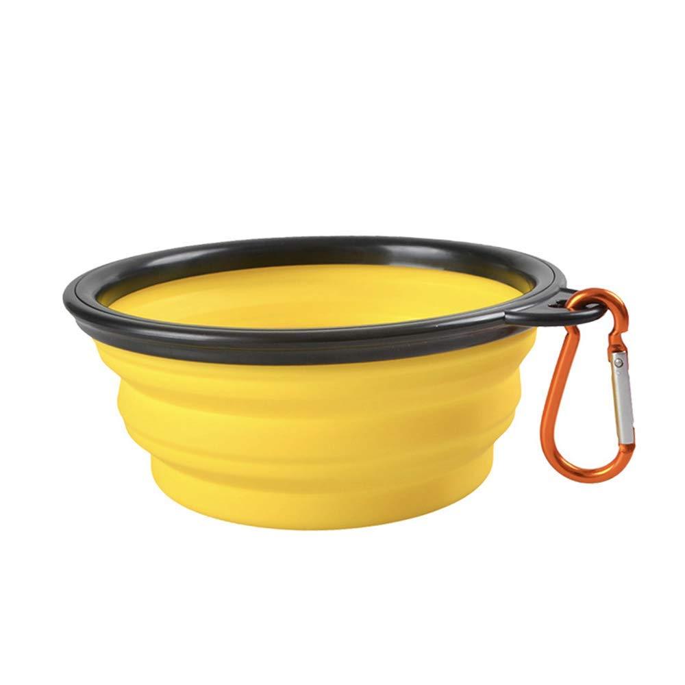 Biaobiao Foldable Pet Silicone Bowl Outdoor Foldable Dog Bowl Water Bowl Material Outing Kettle Pet Dog Food Bowl (Yellow) Yellow - PawsPlanet Australia