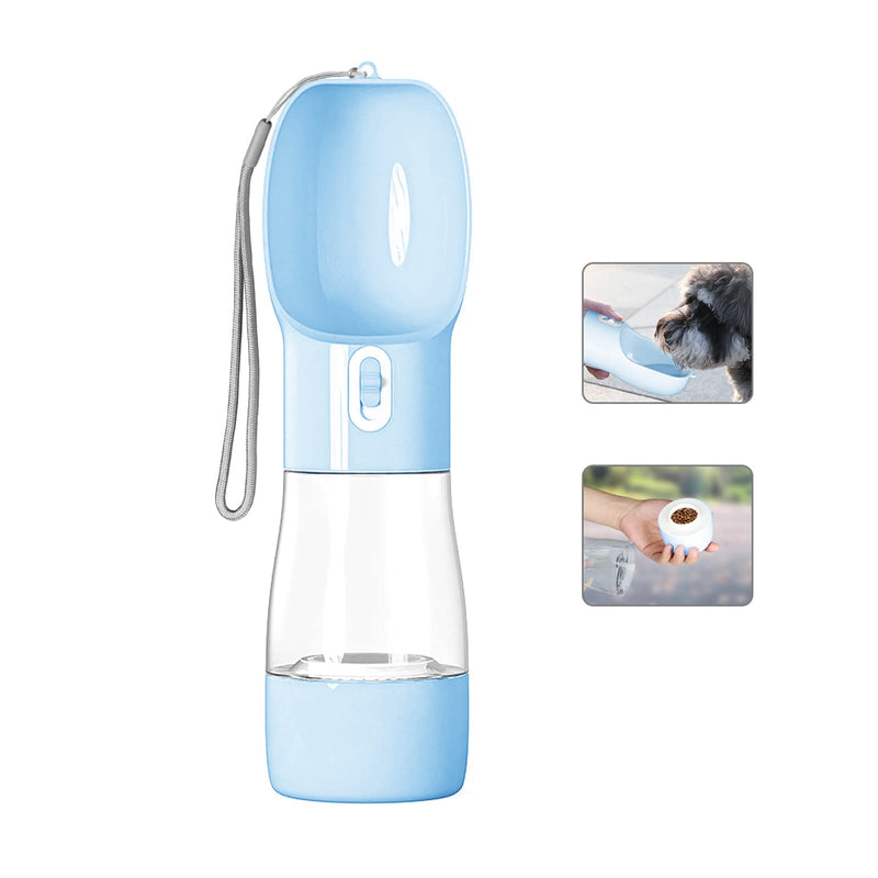 Podazz Dog Water Bottle, Dog Drinking Bottle Portable Pet Travel Water Dispenser with Food Container,Suitable for Cat and Puppy (blue) blue - PawsPlanet Australia