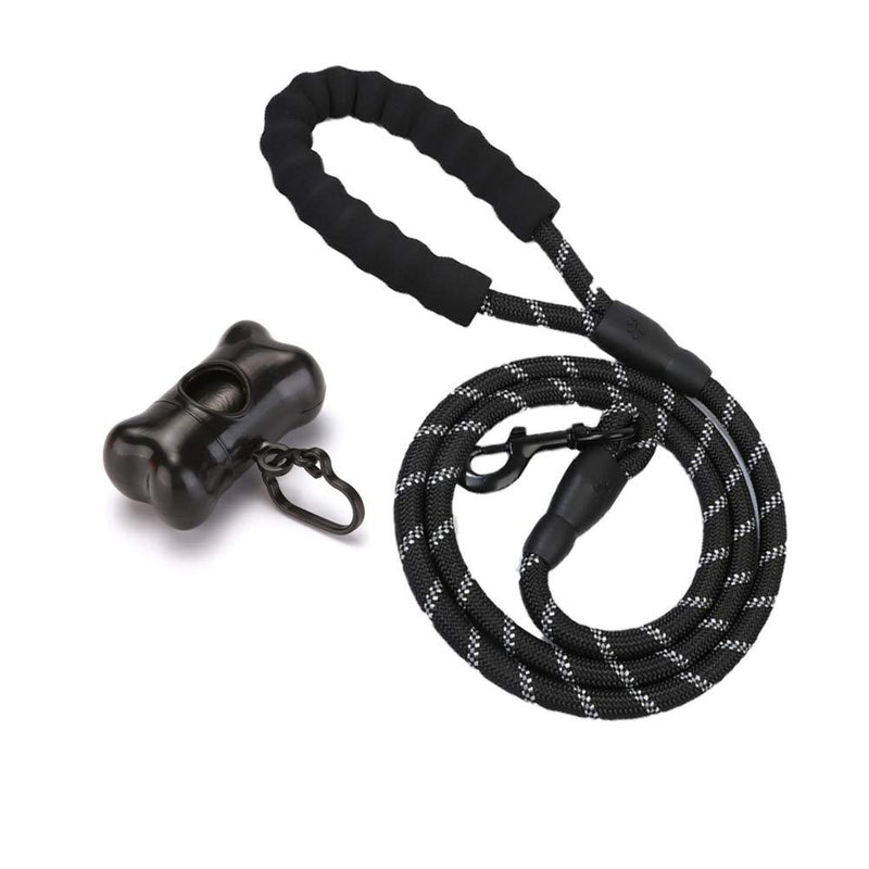 Maotrade Puppy Lead 5 FT Dog Leash with Comfortable Padded Handle Rope Dog Lead For Small, Medium And Large Dogs with 1pc Poo Bag Dispenser (Black) Black - PawsPlanet Australia