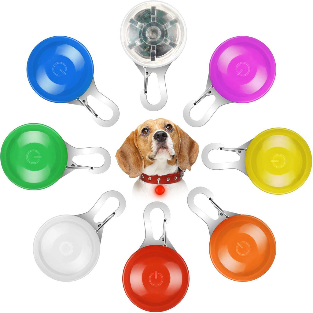 8 Pieces Clip on Dog Collar LED Lights Dog Lights for Collars, 2 Flashing Modes Dog Light Waterproof Dog Collar Light with Battery for Dog Cat Pet Safety Night Walking, Multi Colors - PawsPlanet Australia