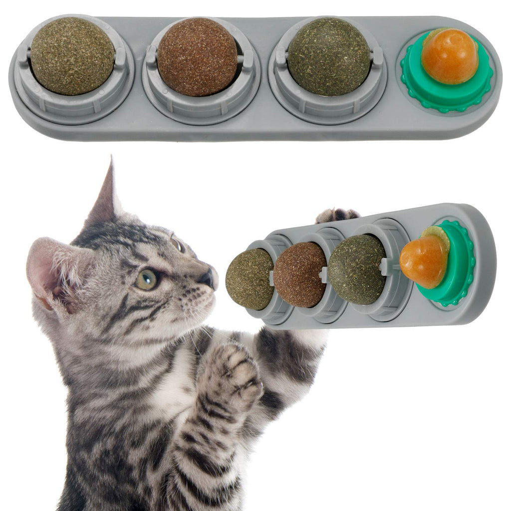 Chutoral Catnip Balls Toy Rotatable Licking Treats Toys for Cats Cat Nip Ball Cat Toys Catnip Edible Balls Catnip Edible Wall Ball for Kitten - PawsPlanet Australia