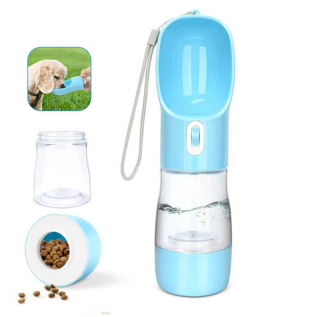 madeking Dog Water Bottle Portable Pet Water Bottle Leak Proof Dog Water Dispenser and Food, Multifunctional Outdoor Water&Food Bowl for Dogs and Cats (Bule) Bule - PawsPlanet Australia