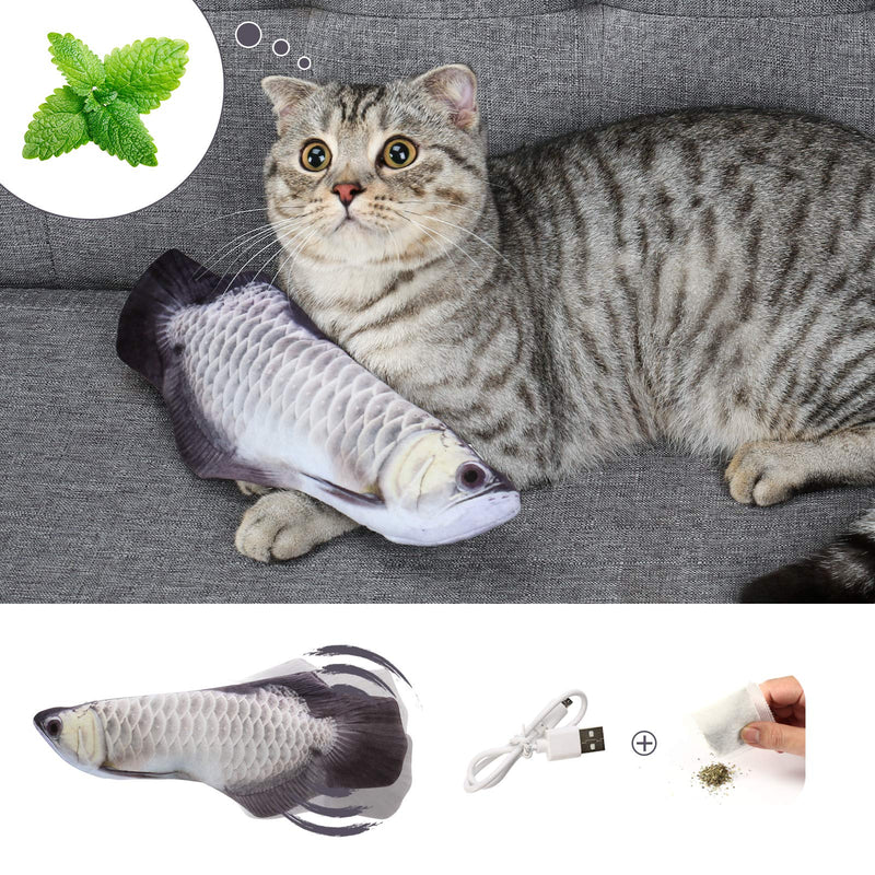 DazSpirit Cat Fish Toy Moving Fish Toy For Cats, Interactive Floppy Fish Cat Toys 28Cm Electric Flippity Fish For Indoor Cats, Catnip Fish Toy, USB Charging, Washable, For Biting, Chewing And Kicking - PawsPlanet Australia