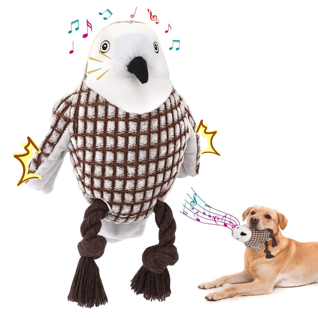 Lewondr Plush Dog Toys, Cute Soft Squeaky Plush Toy for Dogs Quality Corduroy Animated Stuffed Puppy Chew Toy with Squeakers Owl-shape Interactive Soft Pet Toys for Biting - Coffee & White - PawsPlanet Australia