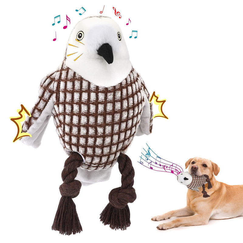 Lewondr Plush Dog Toys, Cute Soft Squeaky Plush Toy for Dogs Quality Corduroy Animated Stuffed Puppy Chew Toy with Squeakers Owl-shape Interactive Soft Pet Toys for Biting - Coffee & White - PawsPlanet Australia