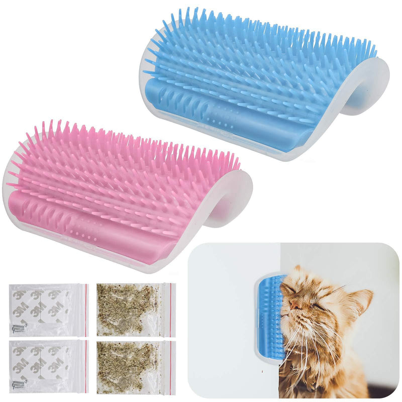 Cat Self Groomer, Wall Brush Pet Massage Toy for Long & Short Hair Cats (2pcs) - PawsPlanet Australia