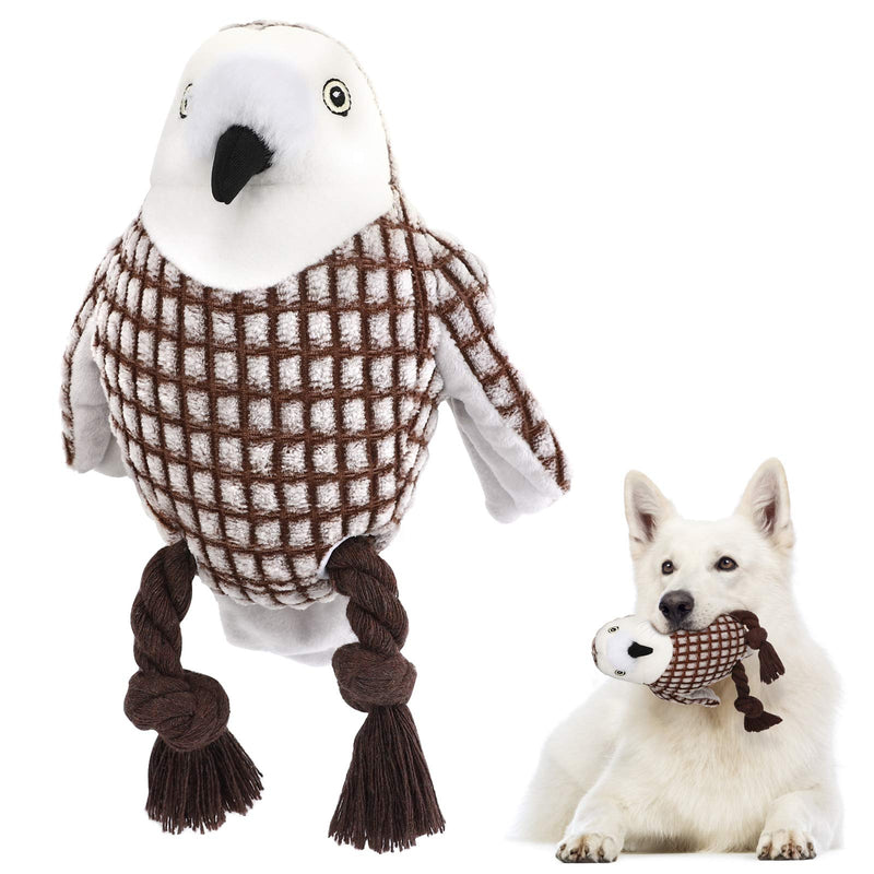 VavoPaw Stuffed Plush Dog Toys, Cute Owl Squeaky Dog Toy with Crinkle Paper, Interactive Stuffed Durable Dog Chew Toys for Reducing Boredom Fit Puppy, Small, Medium, Large Breeds, Coffee & White - PawsPlanet Australia