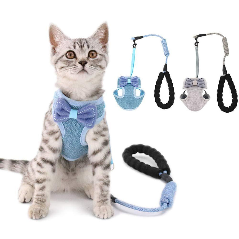 2 Pack Cat Harness with Leash Escape Proof,Adjustable Kitten Walking Jacket,Soft Breathable Pet Vest for Kitten Puppy - PawsPlanet Australia