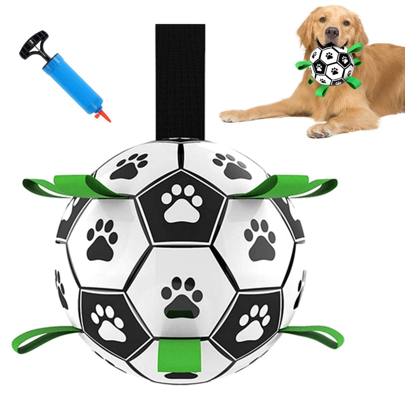 G.C Dog Soccer Ball with Grab Tabs Interactive Dog Toys Durable Dog Tug Toy 6 inch Outdoor Dog Water Toy for Small Medium Dogs - PawsPlanet Australia