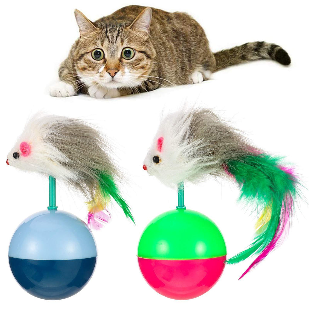 FANTESI 2 Pcs Cat Toy Ball, Kitten Funny Ball Interactive Cat Toy Ball Mice Toy Ball for Cat (Randdom color) - PawsPlanet Australia