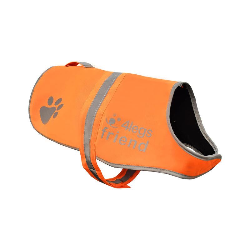4LegsFriend Fleece Dog Vest - 5 Sizes fit Dogs 8lbs-120lbs - Blaze Orange - Fluorescent High Visibility Jacket for Pets - for Night Walking On or Off Leash - Protects from Cars & Hunting Accidents X-Small - PawsPlanet Australia
