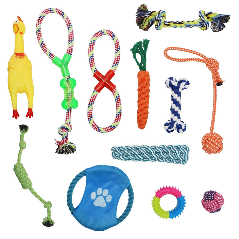 Puppy Toys, 12 Pcs Dog Rope Toys 100% Natural Cotton&Non Toxic Puppy Teething Toy Dog Chew Toy Dog Toys Durable Dog Toys for Small and Medium Dogs Style C - PawsPlanet Australia