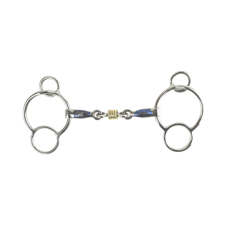 AK Universal Loose Ring Lozenge with Sweat Iron Mouthpiece AKRS-2624 (5.75", Blue-Silver) 5.75" - PawsPlanet Australia