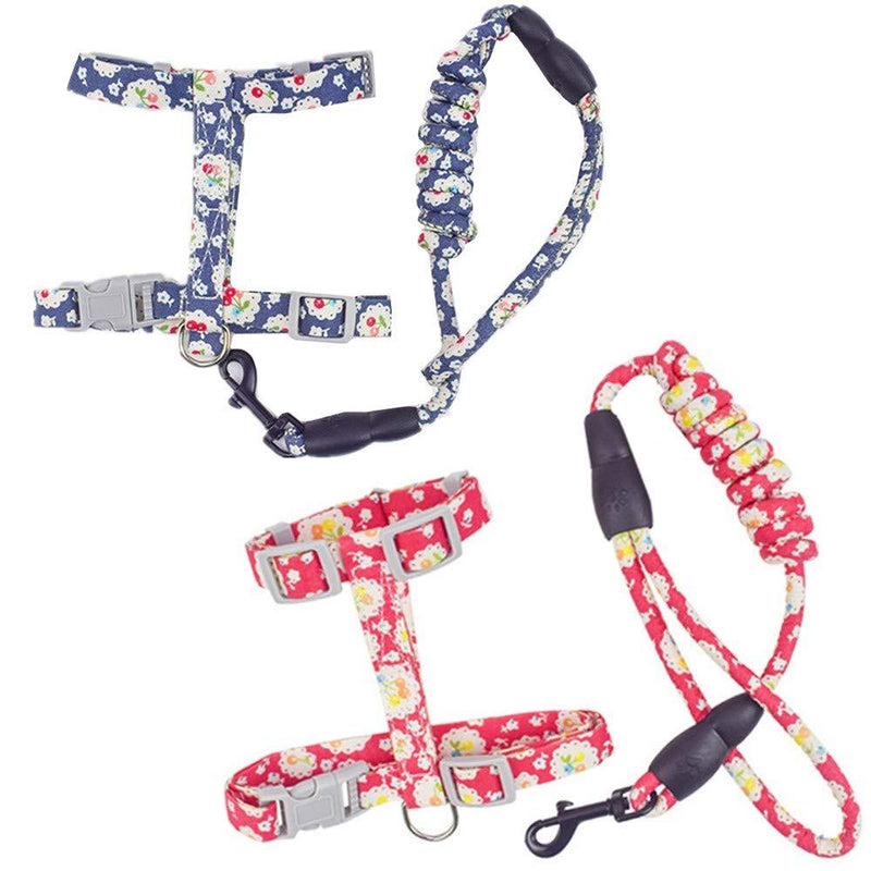 2 Pack Cat Harness and Leash Set Adjustable Harness Lead Set Escape Proof Pet Chest Strap with Quick Buckle for Cats Kitten Puppy Rabbits - PawsPlanet Australia