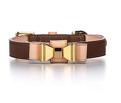 Luxury Dog Collar with bow detail, leather designer style (Medium (46cm)) - PawsPlanet Australia